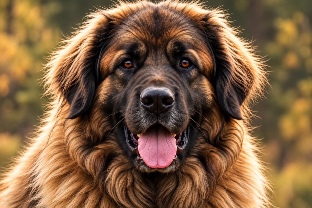 Portrait de face d'un Leonberger