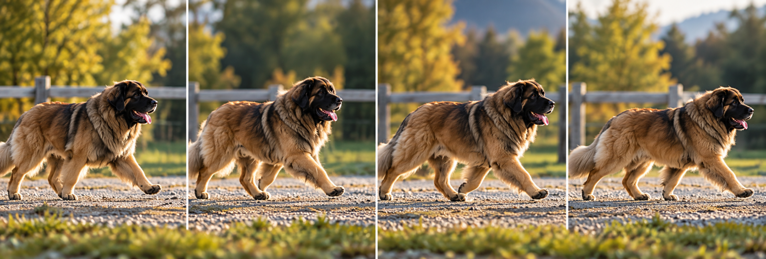 Séquence d'un Leonberger qui marche de profil